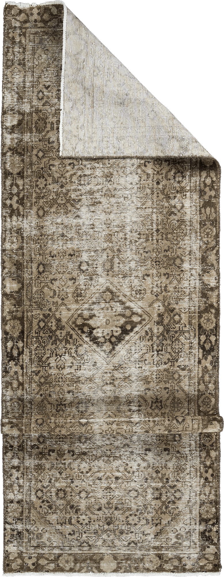 Modern Tabriz Runner Brown Rug 3x10 Wool-Cotton