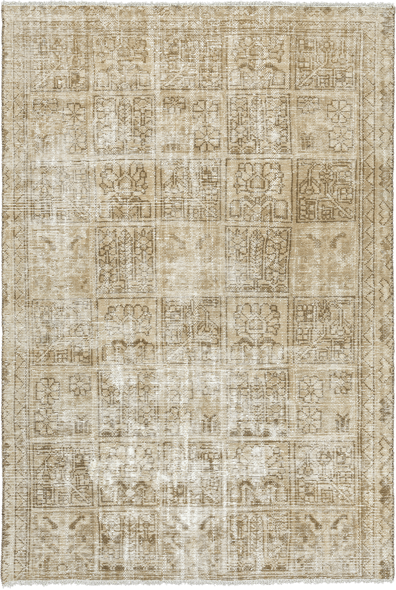 Modern Bakhtiari Rectangle Beige Rug 5x8 Wool-Cotton