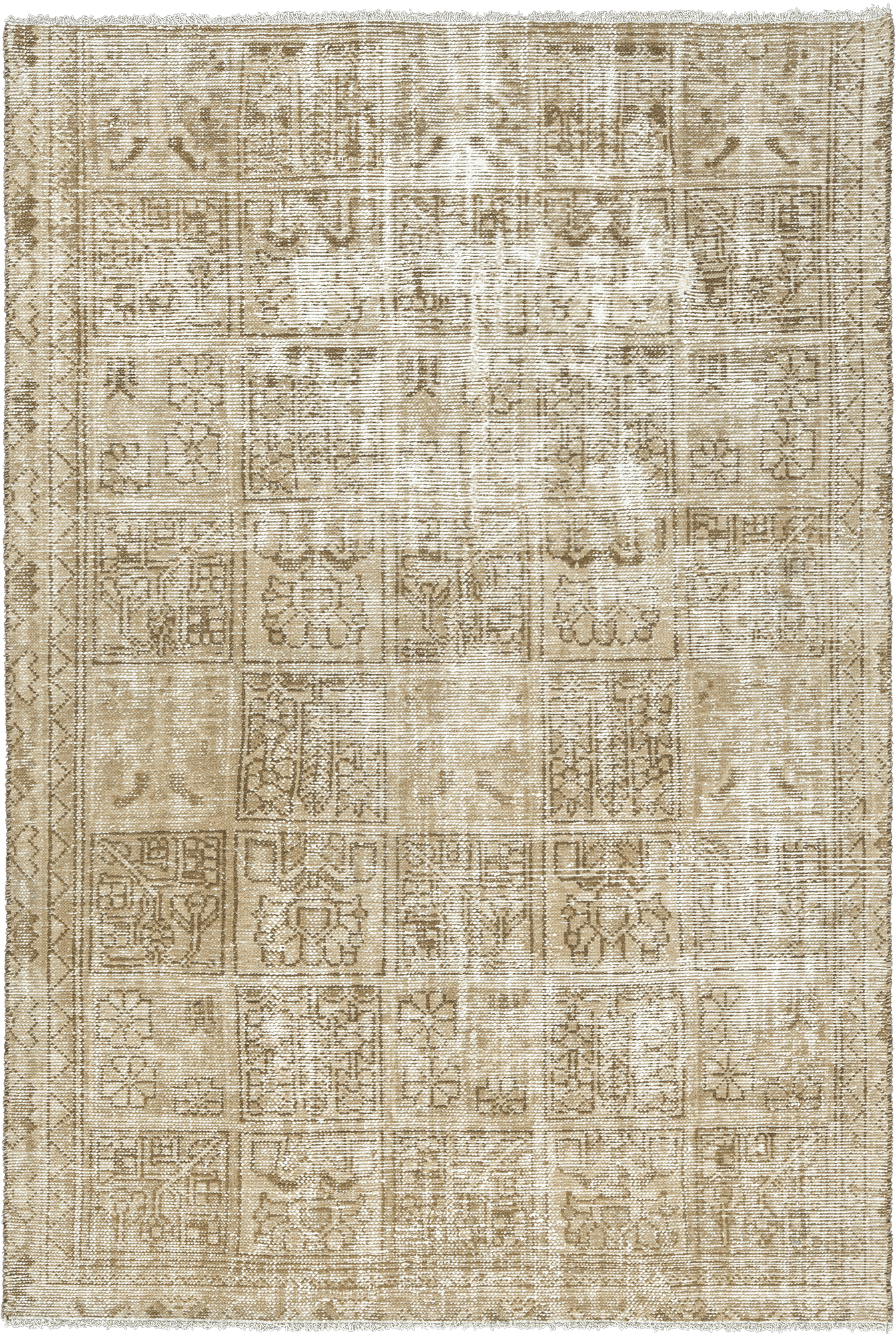 Modern Bakhtiari Rectangle Beige Rug 5x8 Wool-Cotton