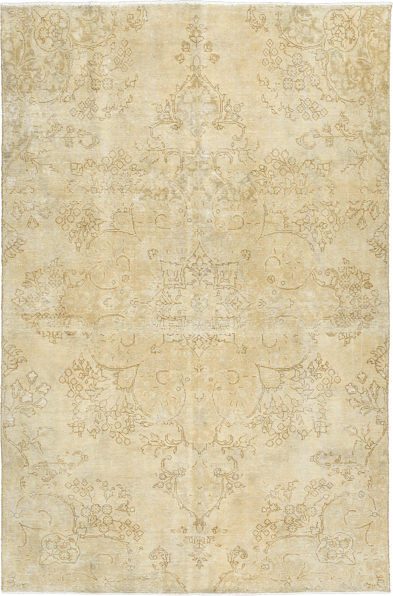 Modern Tabriz Rectangle Beige Rug 5x8 Wool-Cotton