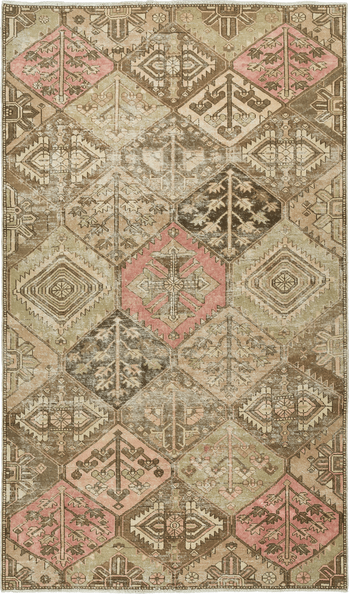 Modern Bakhtiari Rectangle Brown Rug 5x9 Wool-Cotton