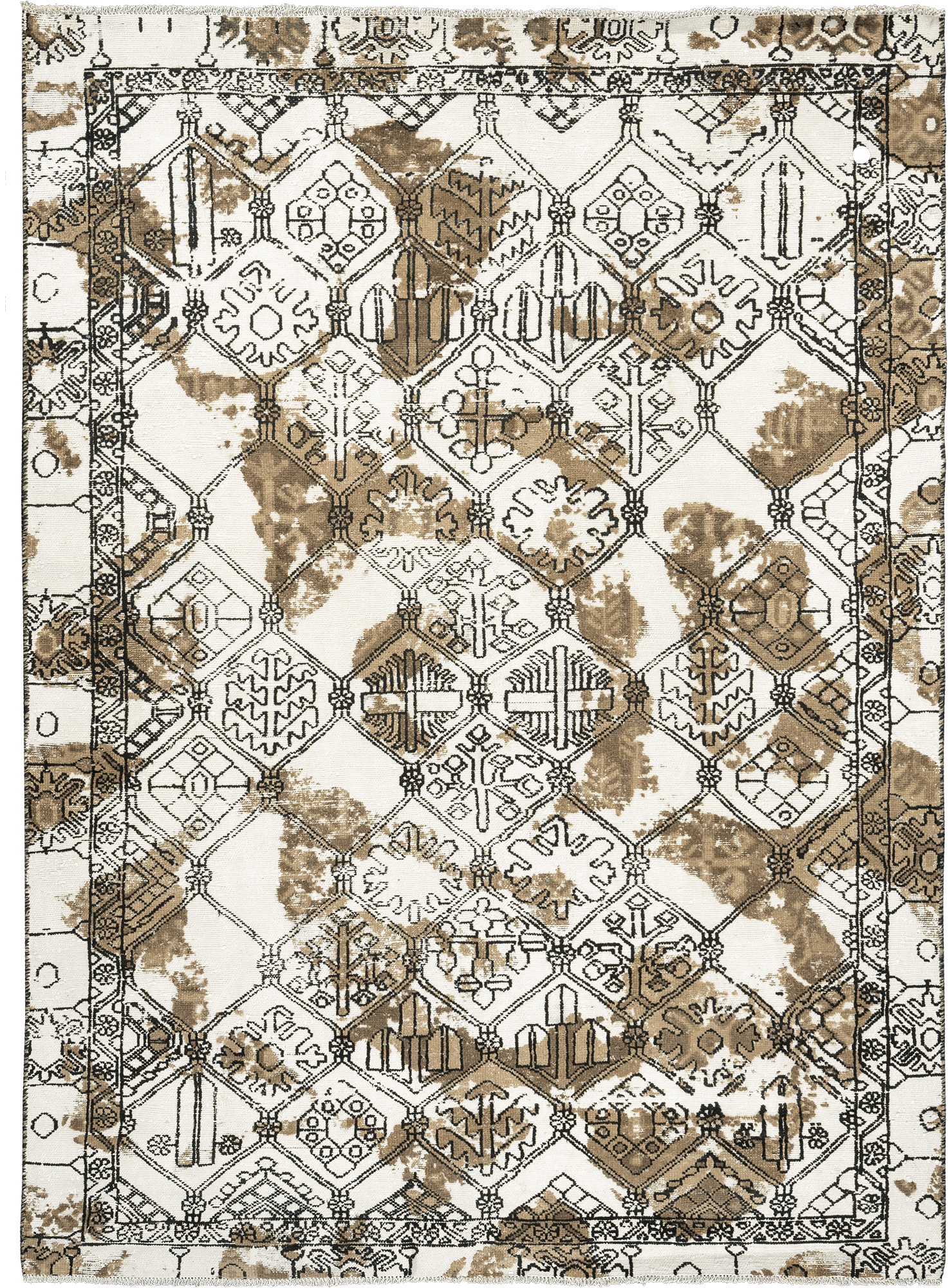 Modern Bakhtiari Rectangle White Rug 6x8 Wool-Cotton