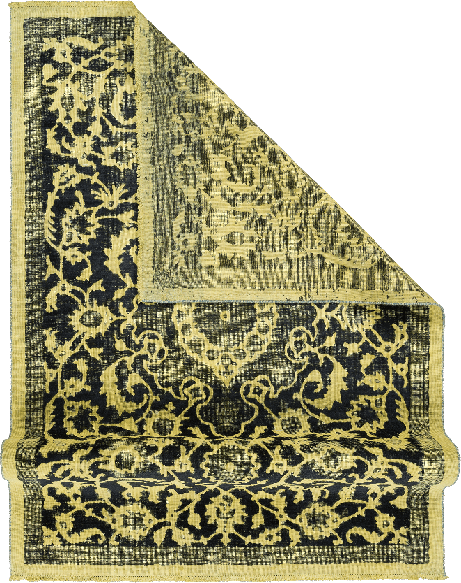 Colorful Vintage Tabriz Rectangle Yellow Rug 6x9 Wool-Cotton