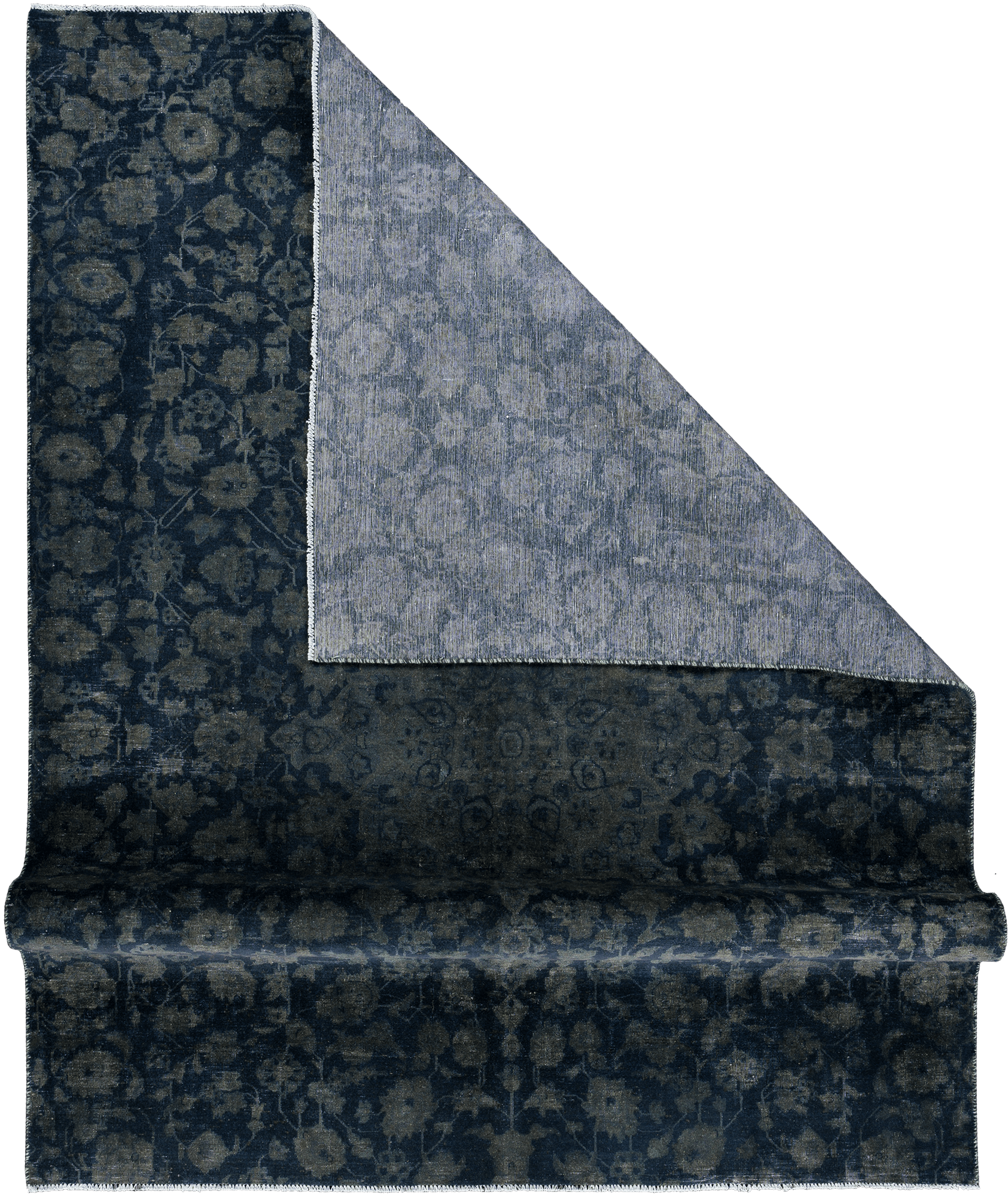 Colorful Vintage Kashan Rectangle Blue Rug 6x9 Wool-Cotton
