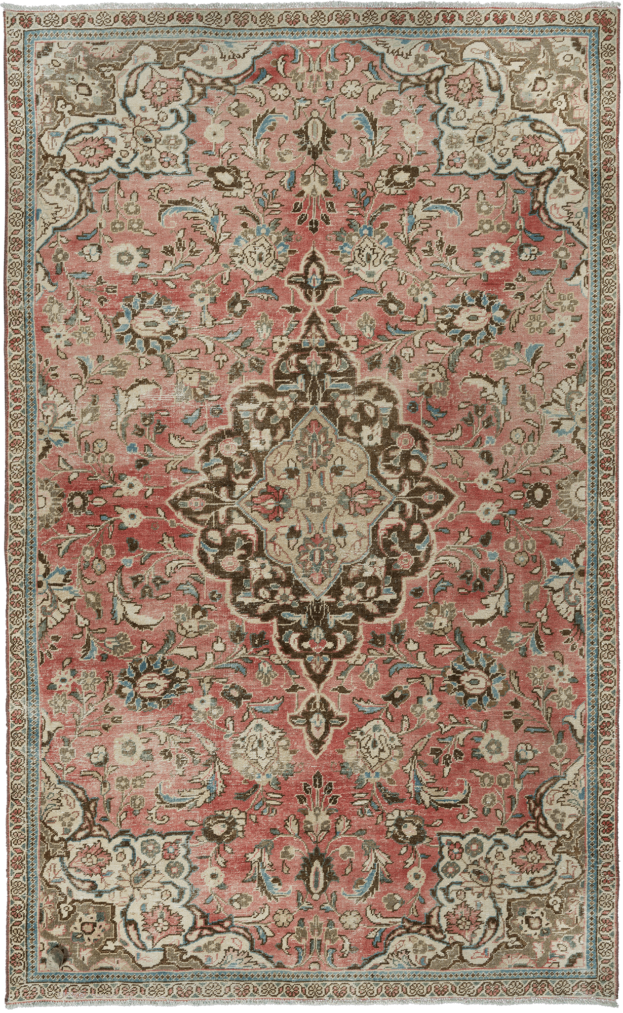 Patina Tabriz Rectangle Pink Rug 7x11 Wool-Cotton