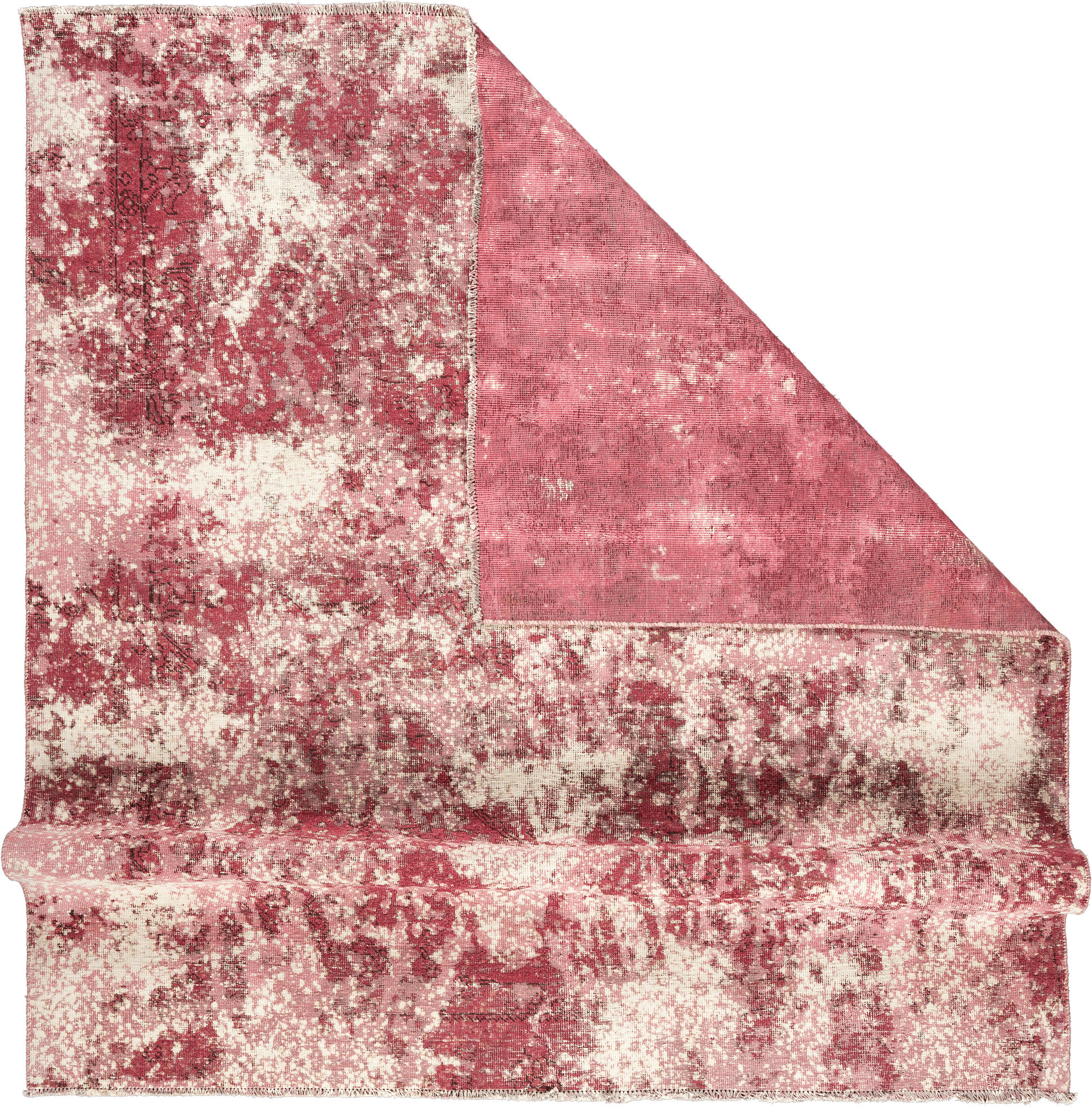 Colorful Vintage Tabriz Square Red Rug 7x8 Wool-Cotton