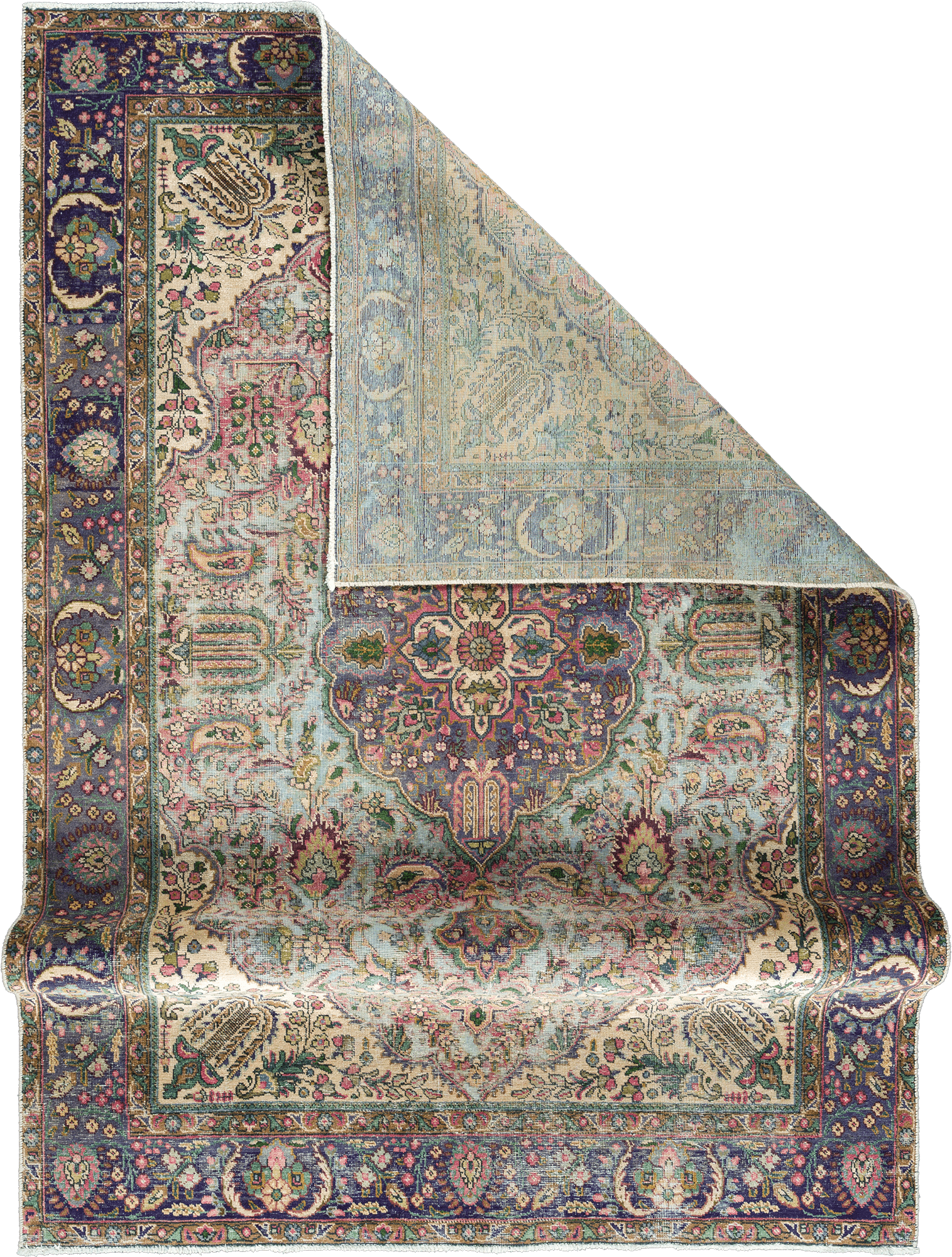 Patina Tabriz Rectangle Blue Rug 6x10 Wool-Cotton