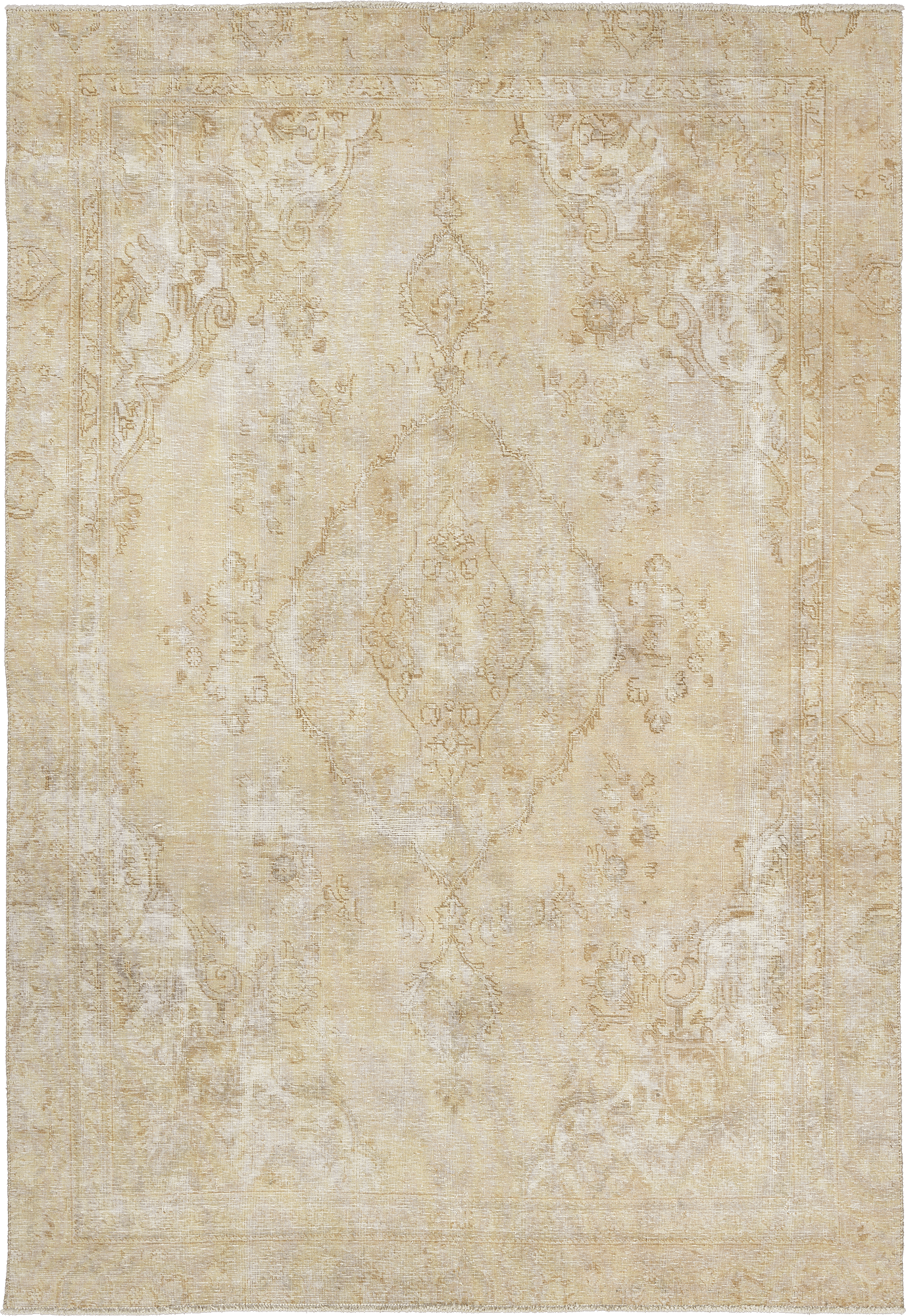 Modern Tabriz Rectangle Beige Rug 7x10 Wool-Cotton