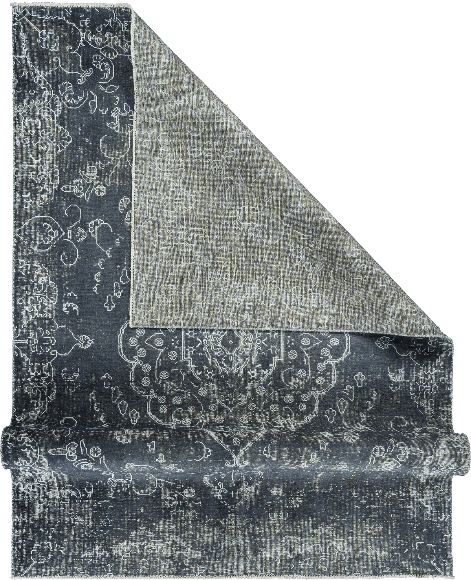 Colorful Vintage Tabriz Rectangle Blue Rug 7x10 Wool-Cotton