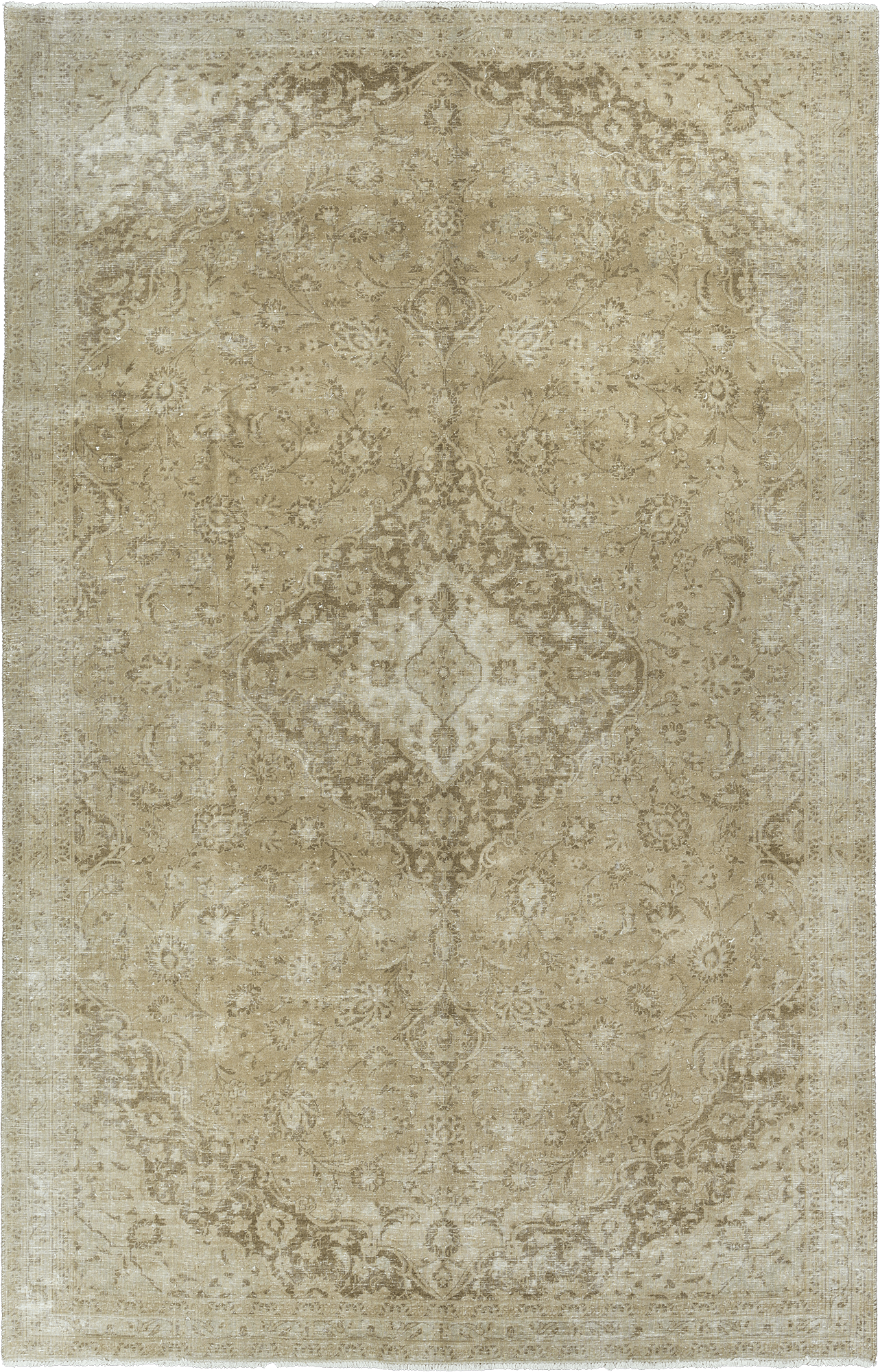 Modern Kashan Rectangle Brown Rug 7x10 Wool-Cotton