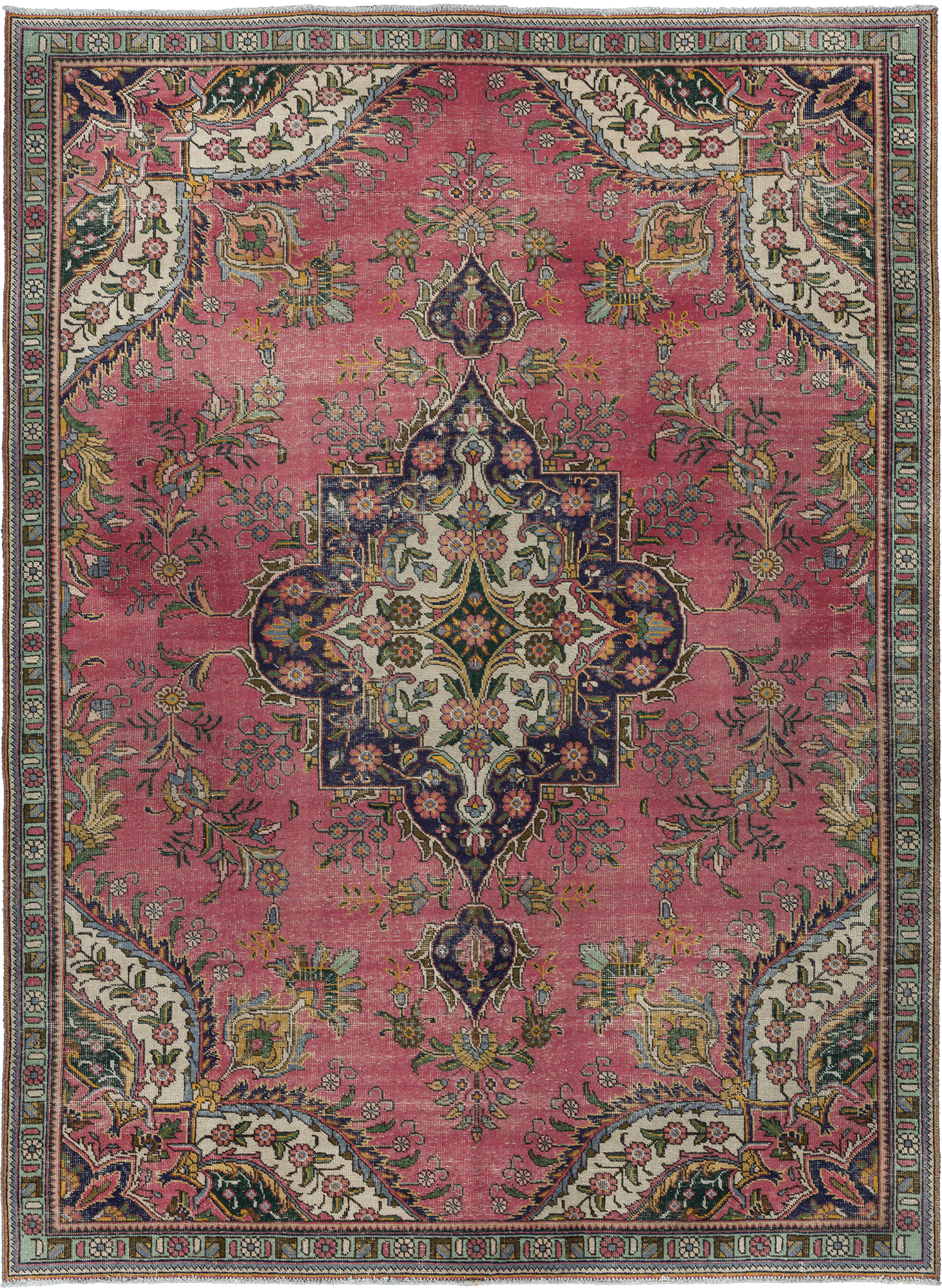 Patina Tabriz Rectangle Pink Rug 8x10 Wool-Cotton