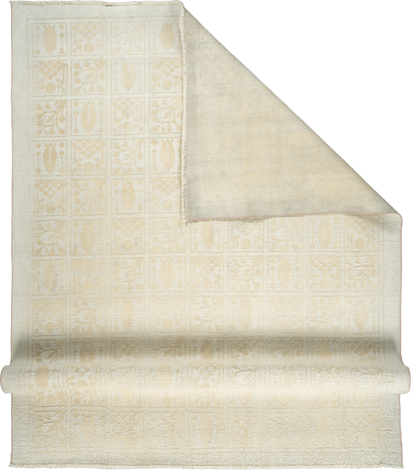 Modern Bakhtiari Rectangle Beige Rug 8x10 Wool-Cotton