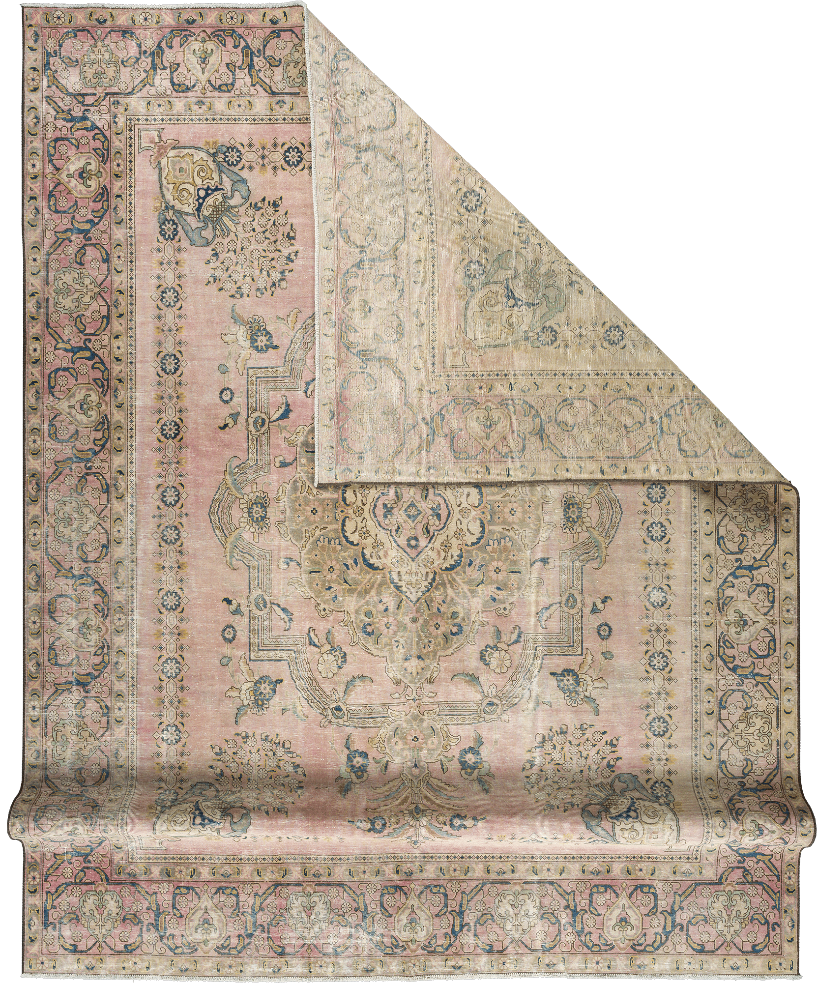 Modern Tabriz Rectangle Pink Rug 9x12 Wool-Cotton