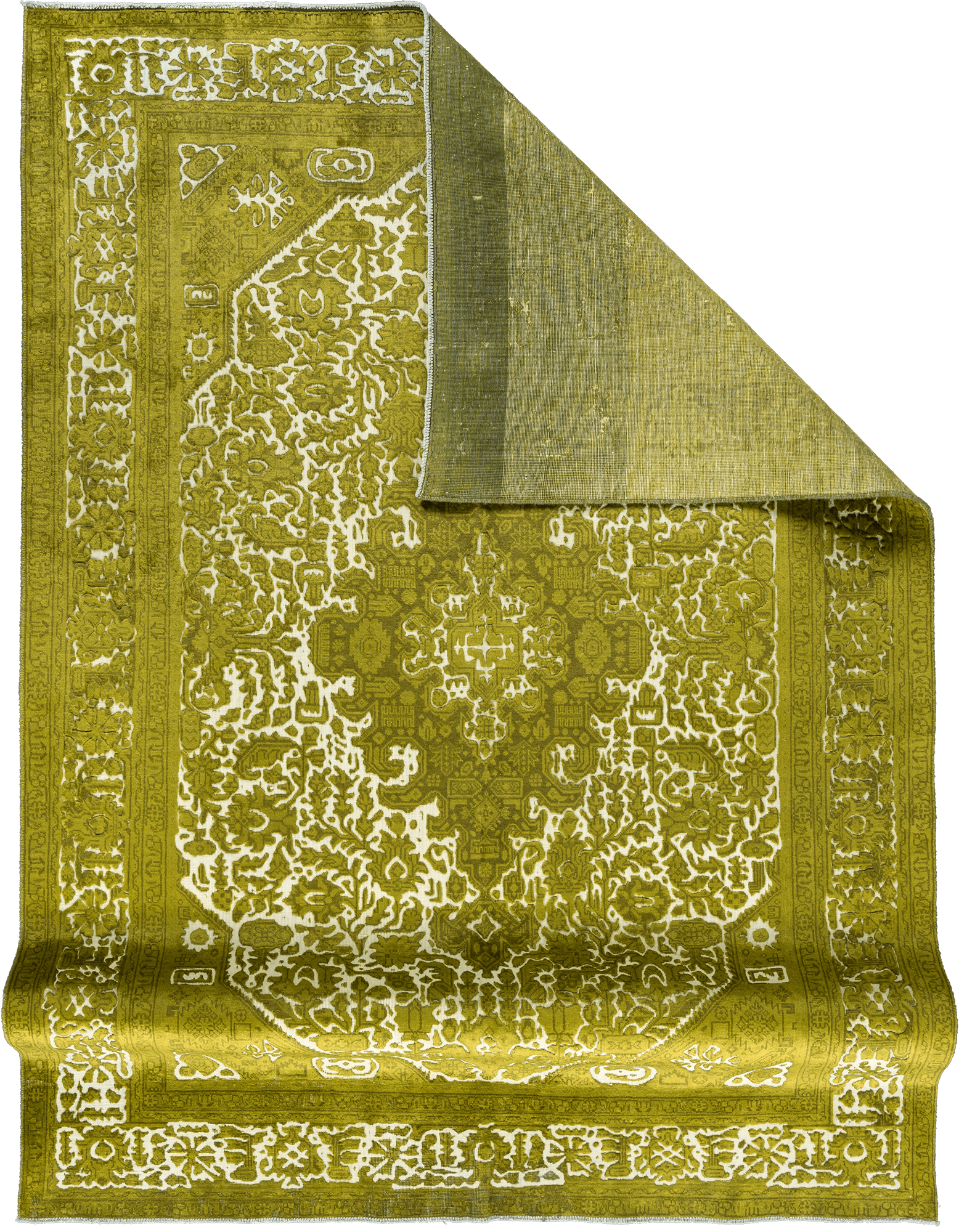 Colorful Vintage Heriz Rectangle Yellow Rug 8x11 Wool-Cotton