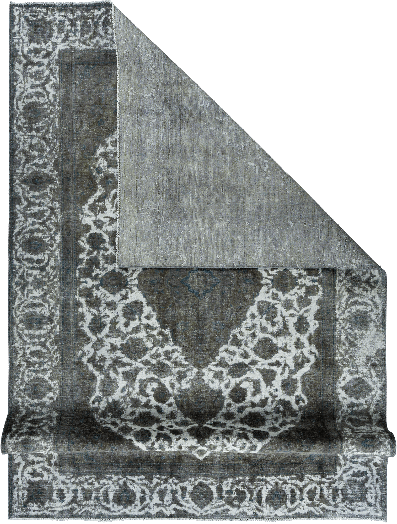 Colorful Vintage Kashan Rectangle Grey Rug 8x11 Wool-Cotton