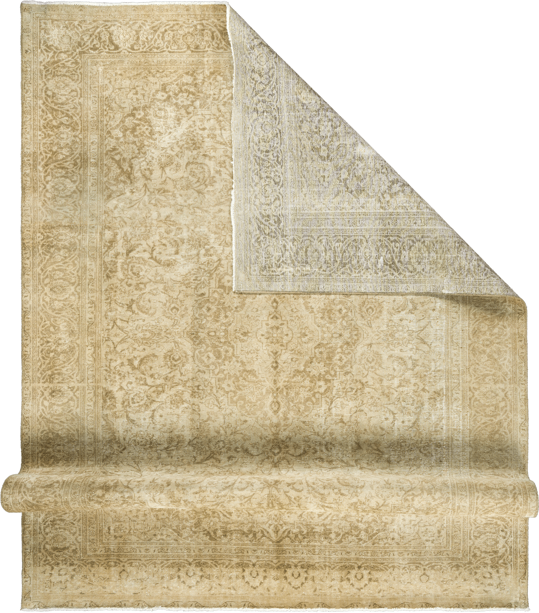 Modern Kashan Rectangle Beige Rug 8x11 Wool-Cotton