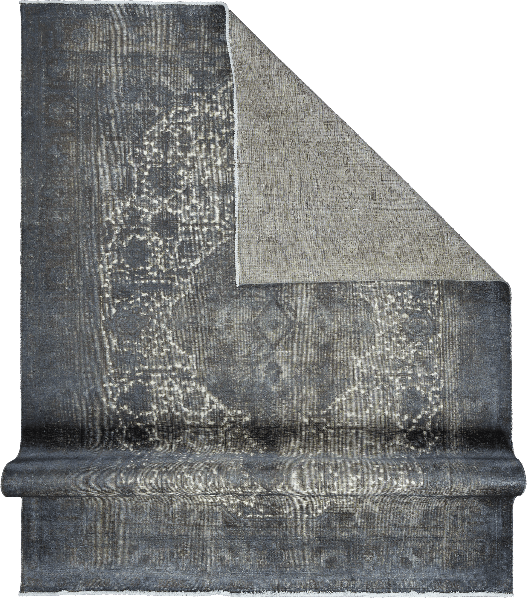 Colorful Vintage Heriz Rectangle Grey Rug 8x11 Wool-Cotton