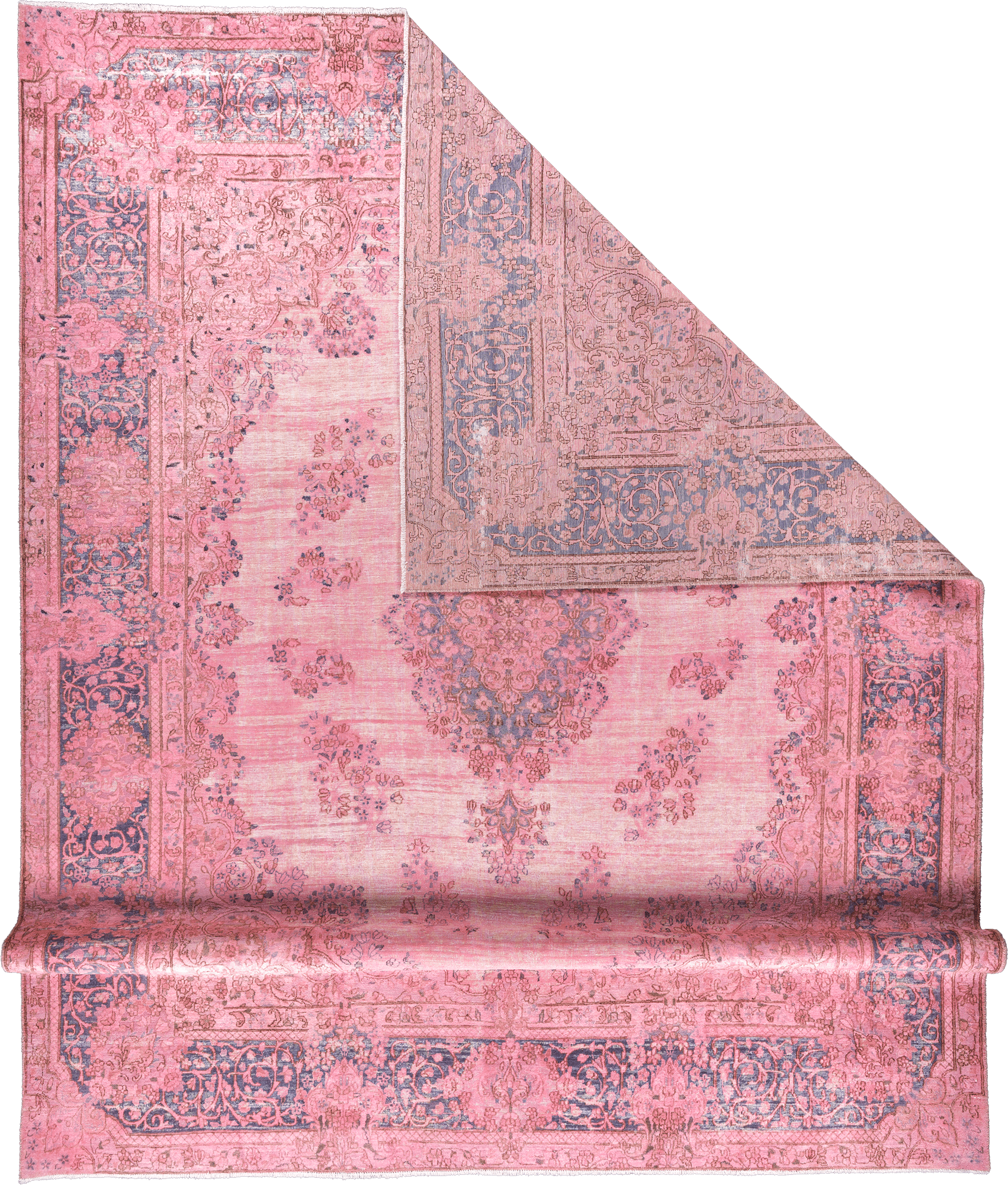 Colorful Vintage Kerman Rectangle Pink Rug 10x13 Wool-Cotton